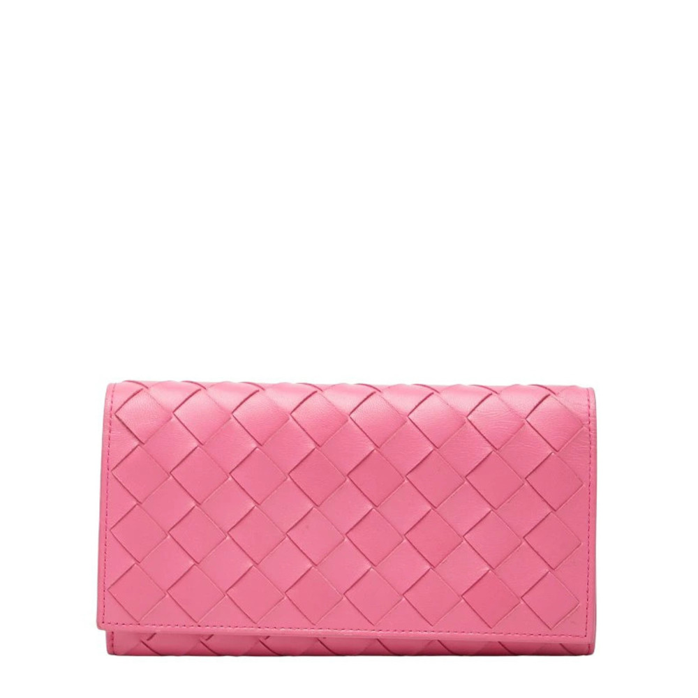 Bottega Veneta Intrecciato Long Wallet Pink Leather Bottega Veneta